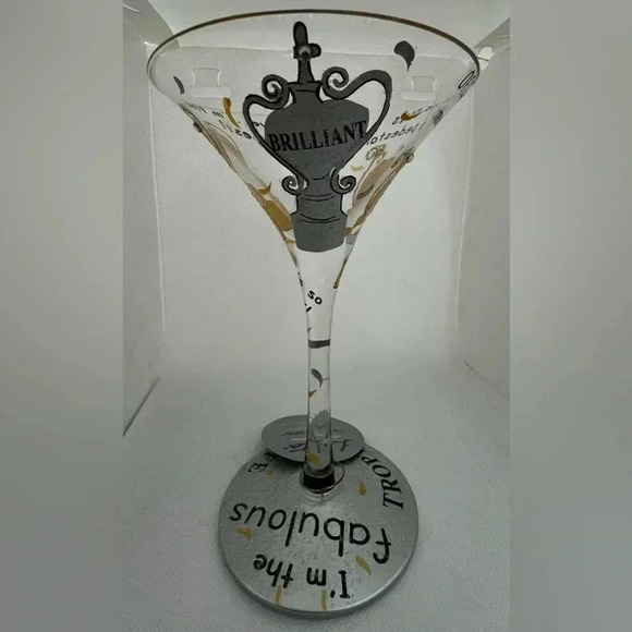 Santa Barbara Design Studio | Lolita “Trophy Wife” hand painted martini glass - Picture 5 of 16